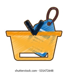 drawing basket buying online blue price tag vector illustration eps 10
