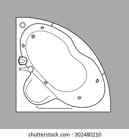 Drawing bath plumbing plan view from above