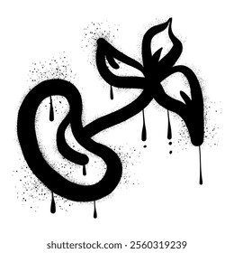 Drawing bean sprouts with black spray paint graffiti