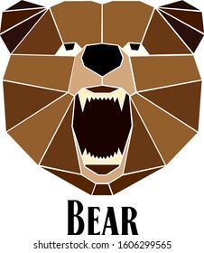 drawing of a bear's head in a geometric style like origami,
good for logos