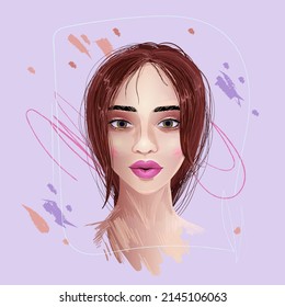 drawing of a beautiful girl, vector graphics