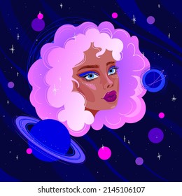 drawing of a beautiful girl, vector graphics