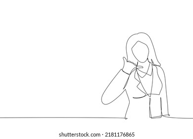 Drawing of beautiful young asian businesswoman. Single line art style
