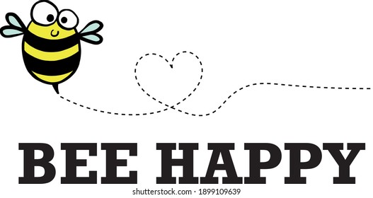 drawing bee with text bee happy