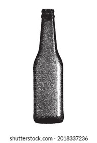 drawing of a beer bottle. engraving