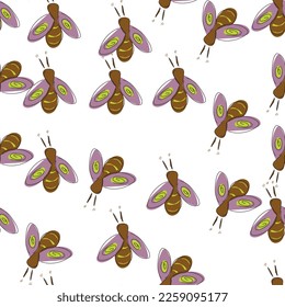 drawing 
 bees pattern.fabric, paper, postcard design