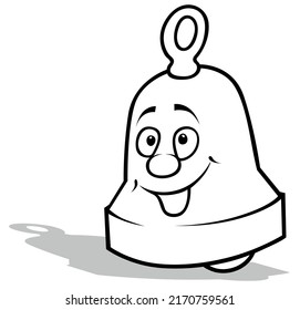 Dibujo de una Campana con cara sonriente - Ilustración de caricatura aislada en fondo blanco, vector