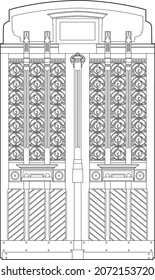 Drawing of a big old door