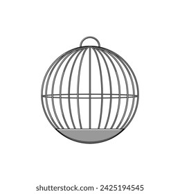 drawing bird cage cartoon. creative hope, surreal mind, door prison drawing bird cage sign. isolated symbol vector illustration