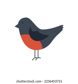 Drawing of a bird in a flat style, snow maiden. Christmas and New Year illustration for decor, advertising, prints, decoration. Vector illustration for web