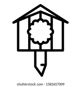 Drawing bird house icon. Outline drawing bird house vector icon for web design isolated on white background