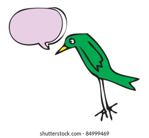 Drawing of a bird with a speech bubble