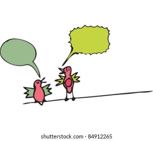 drawing of a bird with speech bubbles