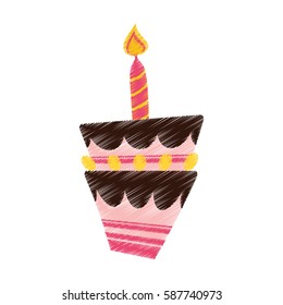 drawing birthday cake candle vector illustration eps 10