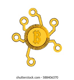 drawing bitcoin web icon vector illustration eps 10