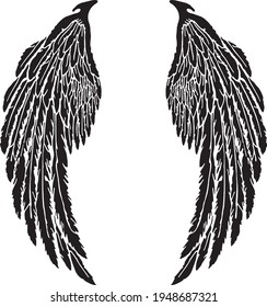 drawing black angel wing vector