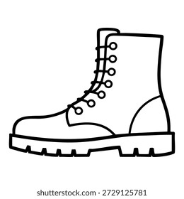 Dibujo de una bota negra con cordones y una suela