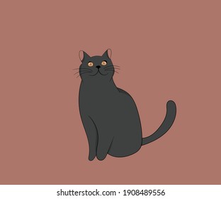 Dibujo de un gato negro con fondo de color