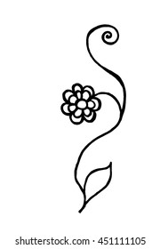 drawing, black crayon, Doodle, coloring pages for kids, adults, vector illustration, decorative flower