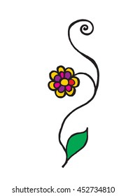 drawing, black crayon, Doodle, coloring pages for kids, adults, vector illustration, decorative flower