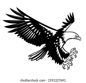 Drawing Black Eagle Flying On White Stock Vector (Royalty Free ...