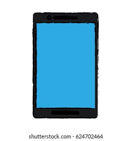 drawing black smartphone blue screen mobile digital