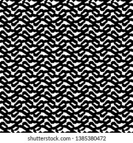 Drawing with black and thick line on  white surface, a decorative mesh pattern. Textile print. Tile. Vector illustration. 