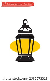 Drawing of black and white lantern as a symbol of Muslim celebration. Vector illustration of a black and white Arabic style lantern icon celebrating the night of Ramadan Kareem, Eid Mubarak.