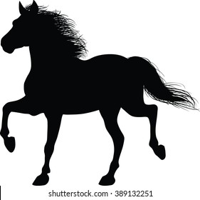 Drawing the black and white silhouette of running horse