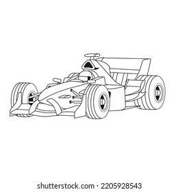 drawing black and white sport car formula one vector illustration design