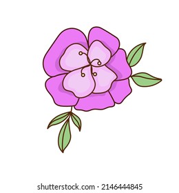 Drawing of  blooming flower. Vector flat illustration.  Icon, sticker. 