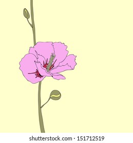 Drawing with blooming flower. Vector illustration