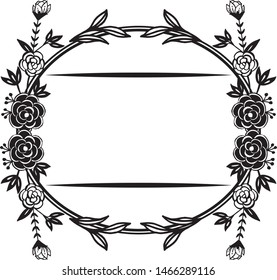 Drawing blossom flower, with ornament frame, design of cards. Vector
