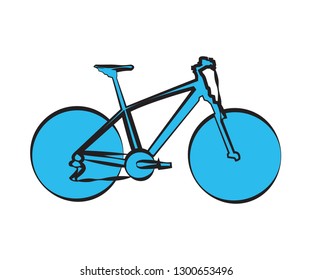 drawing of a blue bicycle