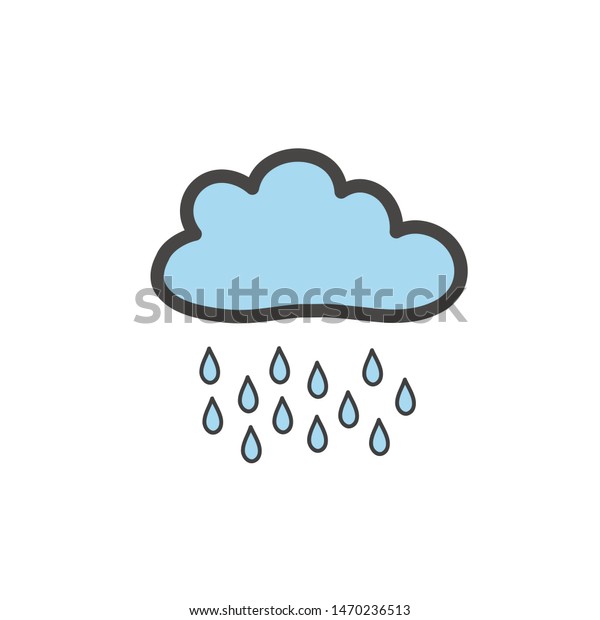 Drawing Blue Clouds Rain Doodle Style Stock Vector Royalty Free 1470236513