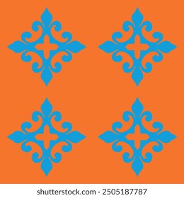 drawing of blue crosses on orange background