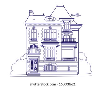 Drawing blue mansion