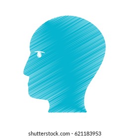 drawing blue profile head 