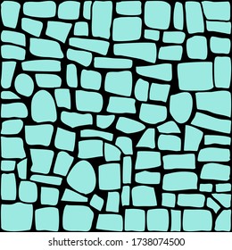 dibujo de la pared de piedra azul. Vector de muchas formas de piedras apiladas en una pared.
