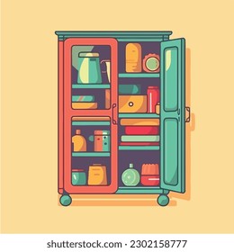 A drawing of a blue wardrobe vector illustration 