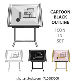 Drawing board icon in cartoon style isolated on white background. Architect symbol stock vector illustration.