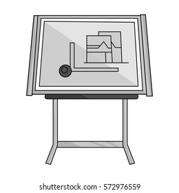 Drawing board icon in monochrome style isolated on white background. Architect symbol stock vector illustration.