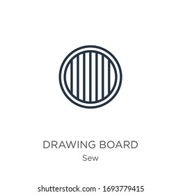 Icono del tablero de dibujo. Icono de contorno lineal delgado del tablero de dibujo aislado en fondo blanco de la colección de coser. Signo vectorial de línea, símbolo para web y móvil