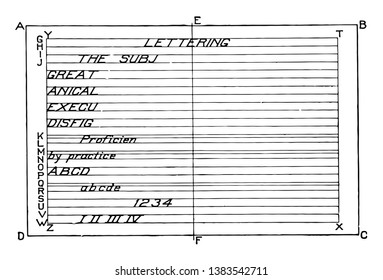 Drawing Board Lettering Setup In Plate Have Daunting Task When You Break It Down Into Piece With Some Weight And Endurance, Vintage Line Drawing Or Engraving Illustration.