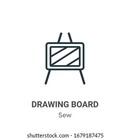 Icono del vector de contorno de la placa de dibujo. Icono de tablero de dibujo negro de línea delgada, ilustración de elemento simple vectorial plano a partir del concepto de coser editable trazo aislado en fondo blanco