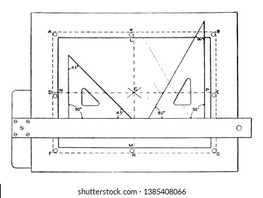 Drawing Board Setup is the standard layout for plates, is French easel with a drawing board attached is especially useful, vintage line drawing or engraving illustration.