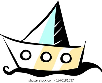 Drawing of a boat, illustration, vector on white background.