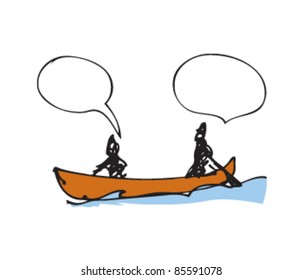 drawing of a boat with a speech bubble