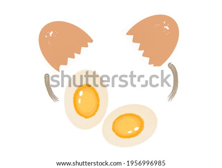 Drawing boil egg isolated on white background 