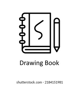 Icono de diseño del icono de esquema del vector del libro de dibujo sobre fondo blanco. Archivo EPS 10 